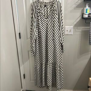 Striped Navy and White Maxi Dress